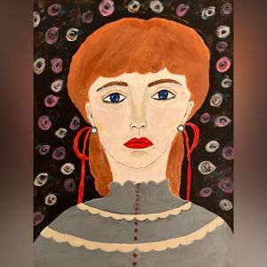 Original art portrait painting of a Victorian inspired woman